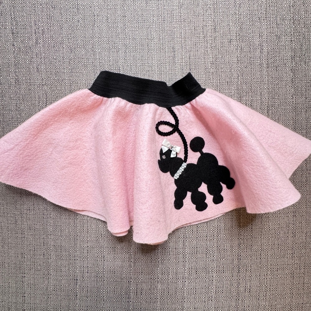 Sarah's Poodle Skirt Palace Pink Felt Circle Skirt Kids 0-12M 50s Retro Costume